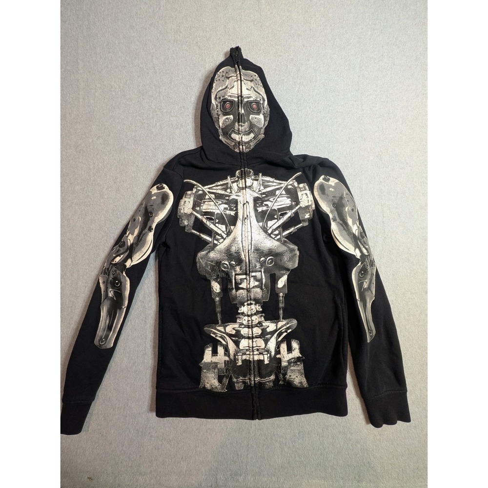 Terminator Salvation T-800 Endoskeleton Full Zip Mask Hoodie Black Mens Small